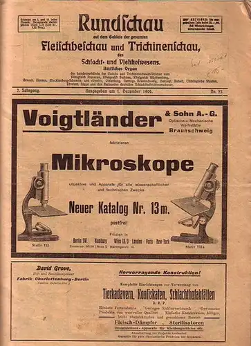 Schlachtwesen: Rundschau auf dem Gebiete der gesamten Fleischbeschau und Trichinenschau, des Schlacht  und Viehhofwesens. Jahrgang 7, No. 23 vom 1. Dezember 1906. Amtliches Organ.. 