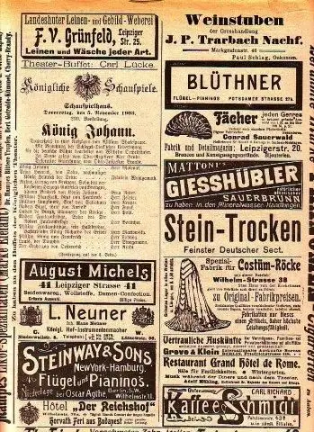 Programmzettel zu: König Johann. Trauerspiel in fünf Aufzügen. Mit Benutzung der Uebersetzung von Schlegel   Tieck für die deutsche Bühne bearbeitet von Wilhelm Oechelhäuser.. 