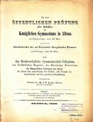 Siefert, Otto A. B: Die Sklavenkriege auf Sicilien. Ein Beitrag zur Geschichte Siciliens unter der Römerherrschaft. Beilage zur Prüfung der Schüler des Königlichen Gymnasiums in Altona, März 1860. 