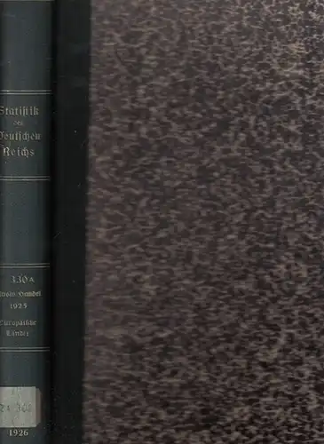 Statistik des Deutschen Reichs. / Statistisches Reichsamt: Der Auswärtige Handel Deutschlands im Jahre 1925  - Nach Ländern - In VIII Heften - A. Verkehr mit den europäischen Ländern (Hefte I - IV). 