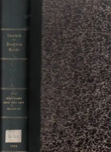 Statistik des Deutschen Reichs. / Statistisches Reichsamt: Der Auswärtige Handel Deutschlands in den Jahren 1920, 1921 und 1922 verglichen mit dem Jahre 1913 nach Warengruppen, Warengattungen und Ländern (In IX Heften). 