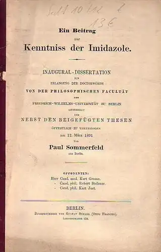 Sommerfeld, Paul: Ein Beitrag zur Kenntnis der Imidazole. Dissertation an der Friedrich-Wilhelms-Universität zu Berlin, 1891. 