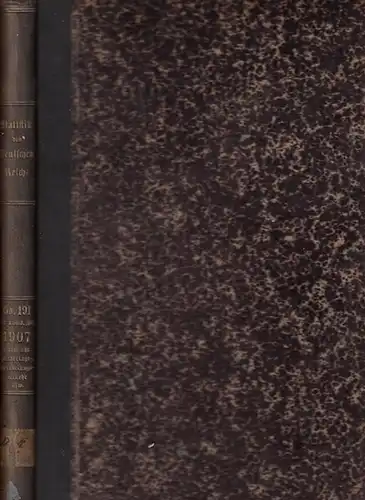 Statistik des Deutschen Reichs. / Kaiserliches Statistisches Amt: Auswärtiger Handel im Jahre 1907 - Durchfuhr. Niederlage-, Veredelungsverkehr. Zollerträge usw. Seefischerei. 