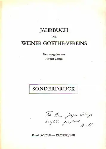 Steinecke, Hartmut: Kein Monopol Goethes': Faust in Österreich - Nikolaus Lenau und andere. Sonderdruck aus: Jahrbuch des Wiener Goethe-Vereins Band 86-88, 1982-1984. 