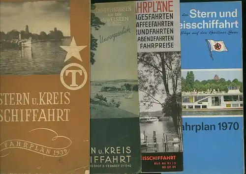 Stern und Kreis Schiffahrt Berlin: Stern  und Kreisschiffahrt Berlin. Konvolut mit Fahrplänen, enthalten sind: Fahrplan 1938 (Vorderer Umschlag lose beiliegend, hinterer fehlend); 1939; Dampferfahrten.. 