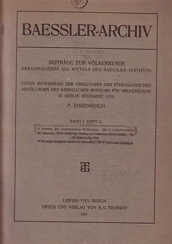 Baessler - Archiv. - Stönner, Heinrich: Ein brahmanisches Weltsystem. Aus: Baessler-Archiv, Band 1, Heft 3. 