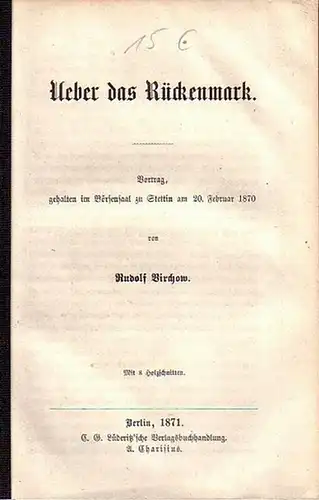 Virchow, Rudolf: Ueber das Rückenmark. Vortrag, gehalten im Börsensaal zu Stettin am 20. Februar 1870. 