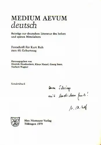 Wolf, Norbert Richard: Textanknüpfung und Textartenkonstitution in hochmittelalterlicher Epik (zugleich ein Beitrag zum 'System' mhd. Partikeln). Sonderdruck aus: Medium Aevum,  deutsch, Beiträge zur deutschen.. 