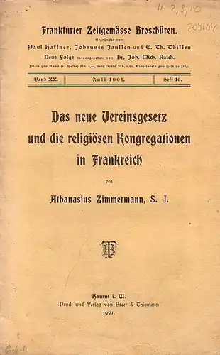 Zimmermann, Athanasius // Raich, John. Mich. (Hrsg.): Frankfurter zeitgemäße Broschüren. Gegründet von Paul Haffner, Johannes Janssen und E. Th. Thissen.  Neue Folge Band XX...
