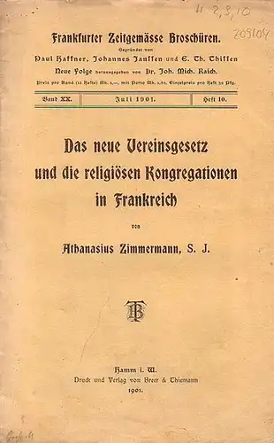 Zimmermann, Athanasius // Raich, John. Mich. (Hrsg.): Frankfurter zeitgemäße Broschüren. Gegründet von Paul Haffner, Johannes Janssen und E. Th. Thissen.  Neue Folge Band XX.. 