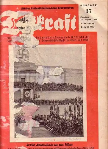 Tatkraft.   Schellbach, Oscar (Schriftleiter): Tatkraft. Jahrgang 9, Ausgabe 37 vom 11. September 1938. Wochenschrift für Lebensbejahung und Fortschritt. Schöpferisches Können und Lebenskünstlerschaft in.. 