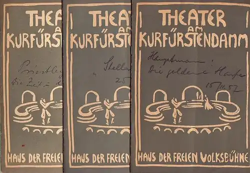 Theater am Kurfürstendamm Berlin. Intendant: Dr. Siegfried Nestriepke, Künstl. Ltg.: Oscar Fritz Schuh (Hrsg.): Programmhefte des Theaters und der Komödie am Kurfürstendamm, Berlin. Spielzeit 1957 / 1958. Konvolut aus 3 Heften. 