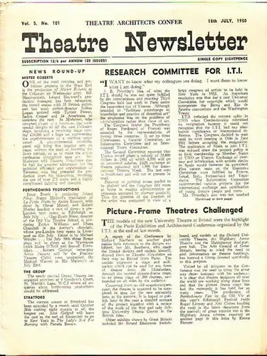 Konvolut aus 29 (Nr. 101 doppelt) Heften der " Theatre Newsletter " 1946 - 1951  in Englisch