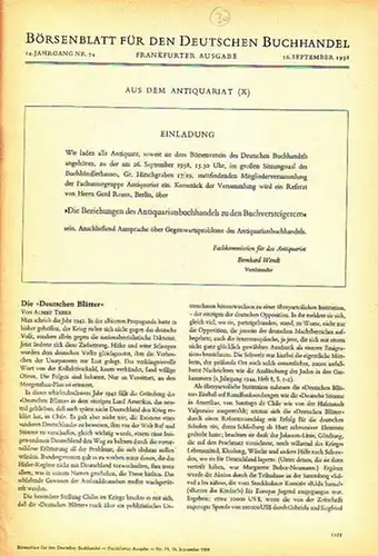 Theile, A. / Klinckowstroem, C. Graf.v. / Homeyer, F. / u.a. - Börsenblatt für den Deutschen Buchhandel - Aus dem Antiquariat: Die ">Deutschen Blätter"" //...
