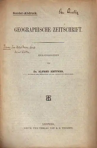 Tiessen, E: Sven Hedin´s Reisen durch Asiens Wüsten. Sonderabdruck aus "Geographische Zeitschrift. 6. Jahrgang 1900, Heft 7". 