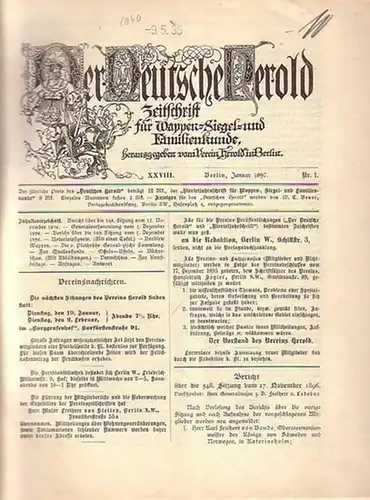 Verein Herold (Hrsg). G. Adolf Closs: Der Deutsche Herold. Zeitschrift für Wappen-, Siegel- und Familienkunde. Nr. 1.; XXVIII. Jahrgang. Januar 1897. 