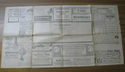Der Troubadour. Programmzettel. Oper in vier Akten. Regie: Carl Struwe. Musikalische Leitung: Robert Heumann.  Darsteller: Gustav Kirchberg, Margarete König, Paula Weber, Johannes Reinhardt, Hans.. 