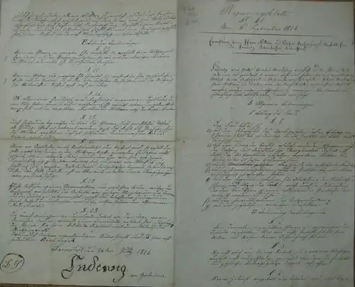 Versicherungswesen: Errichtung einer Pfarr-Wittwen und Waisen Versorgungs-Anstalt für die Provinz Rheinhessen betreffend. Handschrift in Tinte auf Papier. 