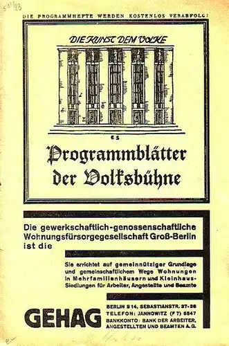 Volksbühne e.V. - Stark, Günther (Schriftleitung): Volksbühne E.V. Theater am Bülowplatz / Theater am Schiffbauerdamm // Thalia-Theater. 2. Jahrgang / Heft 4, Dezember 1927. 