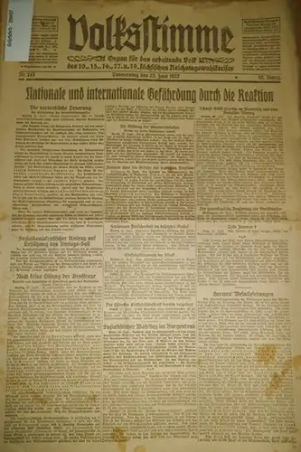 Volksstimme.   Karl Böchel, Karl A. Meyer, Hermann Seifarth u. a: Volksstimme. Organ für das arbeitende Volk des 10., 15., 16., 17. und 19.. 