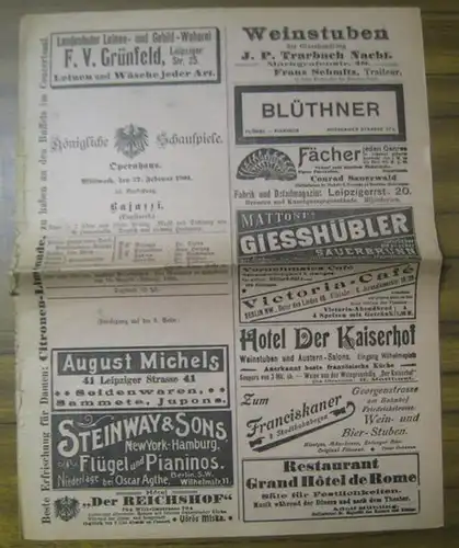 Bajazzi / Die rothen Schuhe. Besetzungszettel. Aufführung am Mittwoch, 27. Februar 1901. Mitwirkende: die Herren Sylva, Bachmann, Philipp u. a. sowie Fräulein dell ' Era, Urbanska, Kierschner u. a