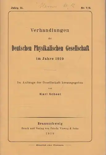 Westphal, Wilhelm H. / Senftleben, Hermann und Benedict, Elisabeth / Smekal, Adolf u.a: Westphal: Über das Radiometer / Senftleben und Benedict: Über die Beugung des.. 