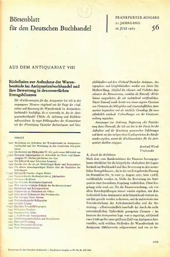 Winkler, A. / Adolph, R. / Geldner, F. / s.t. / u.a.   Börsenblatt für den Deutschen Buchhandel   Aus dem Antiquariat: Entlegene.. 