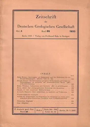 Zeitschrift der Deutschen Geologischen Gesellschaft. - Heinz Rudolf, Gustav Müller, Wilhelm Maier, Ernst Fulda, O. Dreher, Helmuth Albrecht, R. Potonie: Zeitschrift der Deutschen Geologischen Gesellschaft...