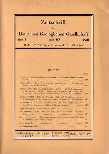 Zeitschrift der Deutschen Geologischen Gesellschaft.   H. Ebert, Ernst Fulda, Carl Hahne, Walter Kranz, K. A. Weithofer, H. R. von Gaertner und Gerhard Richter:.. 