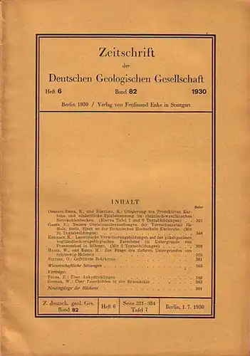 Zeitschrift der Deutschen Geologischen Gesellschaft.   Oberste Brink, K. und R. Bärtling / E. Gaber / K. Keilhack / W. Haack und H. Reich.. 