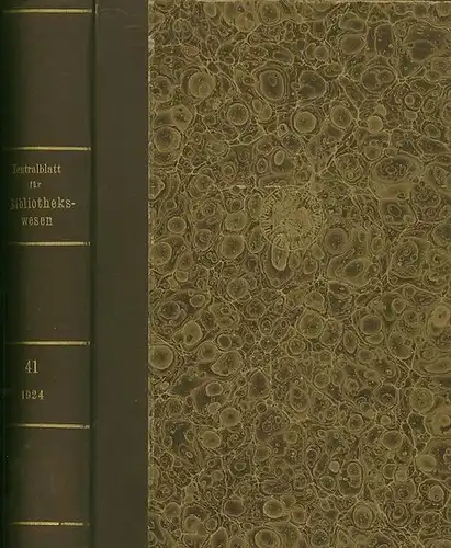 Zentralblatt für Bibliothekswesen. - Aloys Bömer, Georg Leyh, Walther Schultze (Hrsg.): Zentralblatt für Bibliothekswesen. 41. Jahrgang 1924.  Hrsg. vom Aloys Bömer, Georg Leyh, Walther Schultze. 