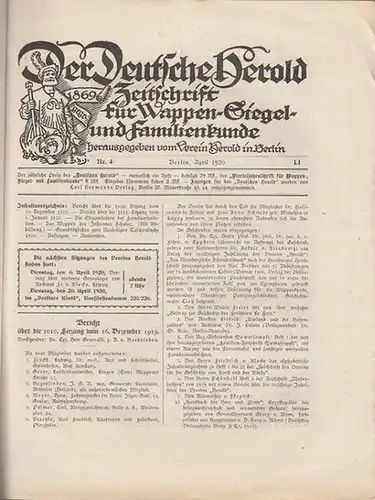 Deutsche Herold, Der. - Verein Herold (Hrsg). - G. Adolf Closs. - Hellmut Schallehn. - Johann Schuler. - Kurd v. Strantz: Der Deutsche Herold. Nr...