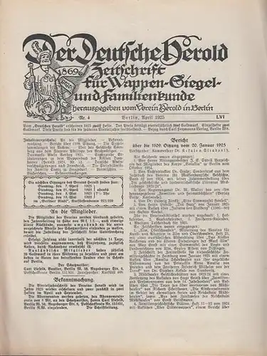 Deutsche Herold, Der. - Verein Herold (Hrsg). - G. Adolf Closs. - Stephan Kekule von Stradonitz. - Geschlecht Tornberg. - Max W. Grube. - Walther...