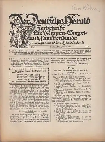 Deutsche Herold, Der. - Verein Herold (Hrsg). - G. Adolf Closs. - Stephan Kekule von Stradonitz. - Monthermer. - Pius XI: Der Deutsche Herold. Nr...