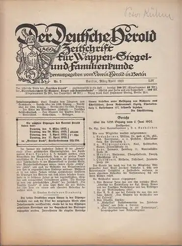 Deutsche Herold, Der.   Verein Herold (Hrsg).   G. Adolf Closs.   Stephan Kekule von Stradonitz.   Monthermer.   Pius.. 