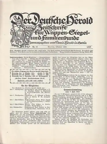 Deutsche Herold, Der. - Verein Herold (Hrsg). - G. Adolf Closs. - Dr. Schäfer. - Friedrich Wilhelm von Steuben. - Frau Frickewirth - Axt...