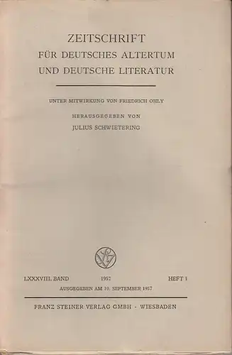 Zeitschrift für Deutsches Altertum und Deutsche Literatur - Schwietering, Prof. Dr. Julius (Hrsg.), Dittrich, Marie - Luise (Mitwirk.). - Klaus von See / C. Minis...