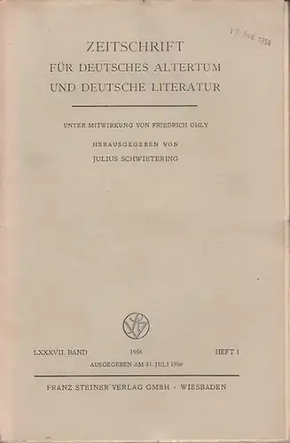 Zeitschrift für Deutsches Altertum und Deutsche Literatur   Schwietering, Prof. Dr. Julius (Hrsg.), Dittrich, Marie   Luise (Mitwirk.).   Hans Kuhn /.. 