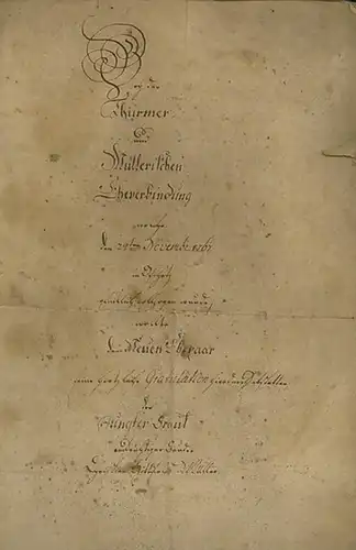 Müller / Thürmer, Bey der Thürmer und Müllerischen Eheverbindung welche den 24ten November 1767 in Oschatz glücklich vollzogen wurde, wollte dem neuen Ehepaar seine hertzlichste.. 