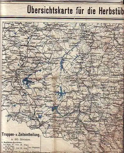 Hartfuss (Registrator): Übersichtskarte für die Herbstübungen des XV. Armee-Korps 1902. Mit Orientierungs-Plan sowie Truppen- und Zeiteintheilung a. 30. Division. Herausgeber: Registrator Hartfuss, Strassburg. Maßstab 1:200 000. 
