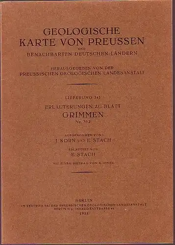 Grimmen.   Korn, J. und E. Stach (Aufnahme): Geologische Karte von Preussen und benachbarten deutschen Ländern. Lieferung 345. Erläuterungen zu Blatt Grimmen. Nr. 512.. 