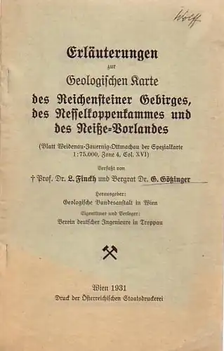 Weidenau-Jauernig-Ottmachau. - Finckh, L und G. Götzinger: Erläuterungen zur Geologischen Karte des Reichensteiner Gebirges, des Nesselkoppenkammes und des Neiße-Vorlandes. (Blatt Weidenau-Jauernig-Ottmachau der Spezialkarte, 1:75 000...