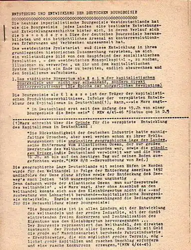 Hofmann, Walter (verantwortlicher Redakteur): Entstehung und Entwicklung der deutschen Bourgeoisie. 