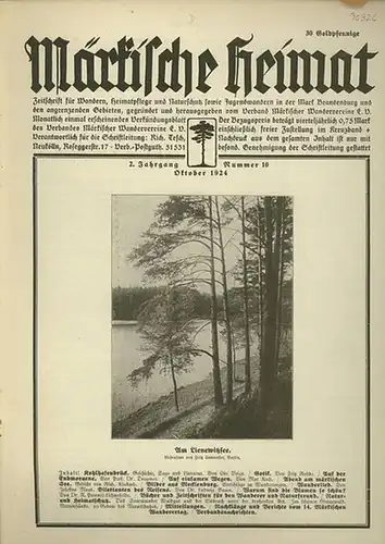 Märkische Heimat   Zeitschrift für Wandern, Heimatpflege und Naturschutz sowie Jugendwandern i. d. Mark Brandenburg u.d. angrenzenden Gebieten. Gegr. und hrsg. vom Verband Märkischer.. 