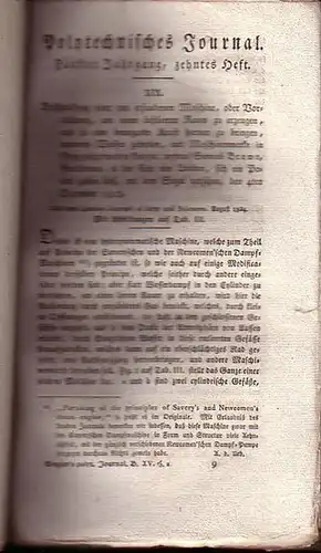 Polytechnisches Journal. Hrsg. v. Johann Gottfried  Dingler: Polytechnisches Journal. Band 15. Heft 2. (1824). (5. Jahrgang, 10. Heft ). 