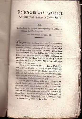 Polytechnisches Journal. Hrsg. v. Johann Gottfried  Dingler: Polytechnisches Journal. Band 9. Heft 2. (1822). (3. Jahrgang, 10. Heft ).