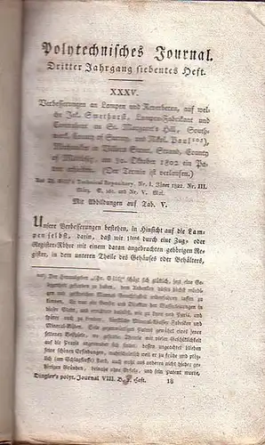 Polytechnisches Journal. Hrsg. v. Johann Gottfried  Dingler: Polytechnisches Journal. Band 8. Heft 3. (1822). (3. Jahrgang, 7. Heft ). 