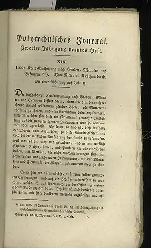 Polytechnisches Journal. Hrsg. v. Johann Gottfried  Dingler: Polytechnisches Journal. Band 6. Heft 2. (1821).  (2. Jahrgang, 9. Heft). 