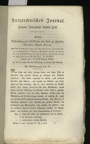 Polytechnisches Journal. Hrsg. v. Johann Gottfried  Dingler: Polytechnisches Journal. Band 4. Heft 3. (1821). (2.Jahrgang, 3. Heft ). 