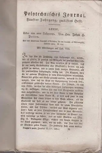 Polytechnisches Journal. Hrsg. v. Johann Gottfried  Dingler: Polytechnisches Journal. Band 15. Heft 4. (1824). (5. Jahrgang, 12. Heft ). 